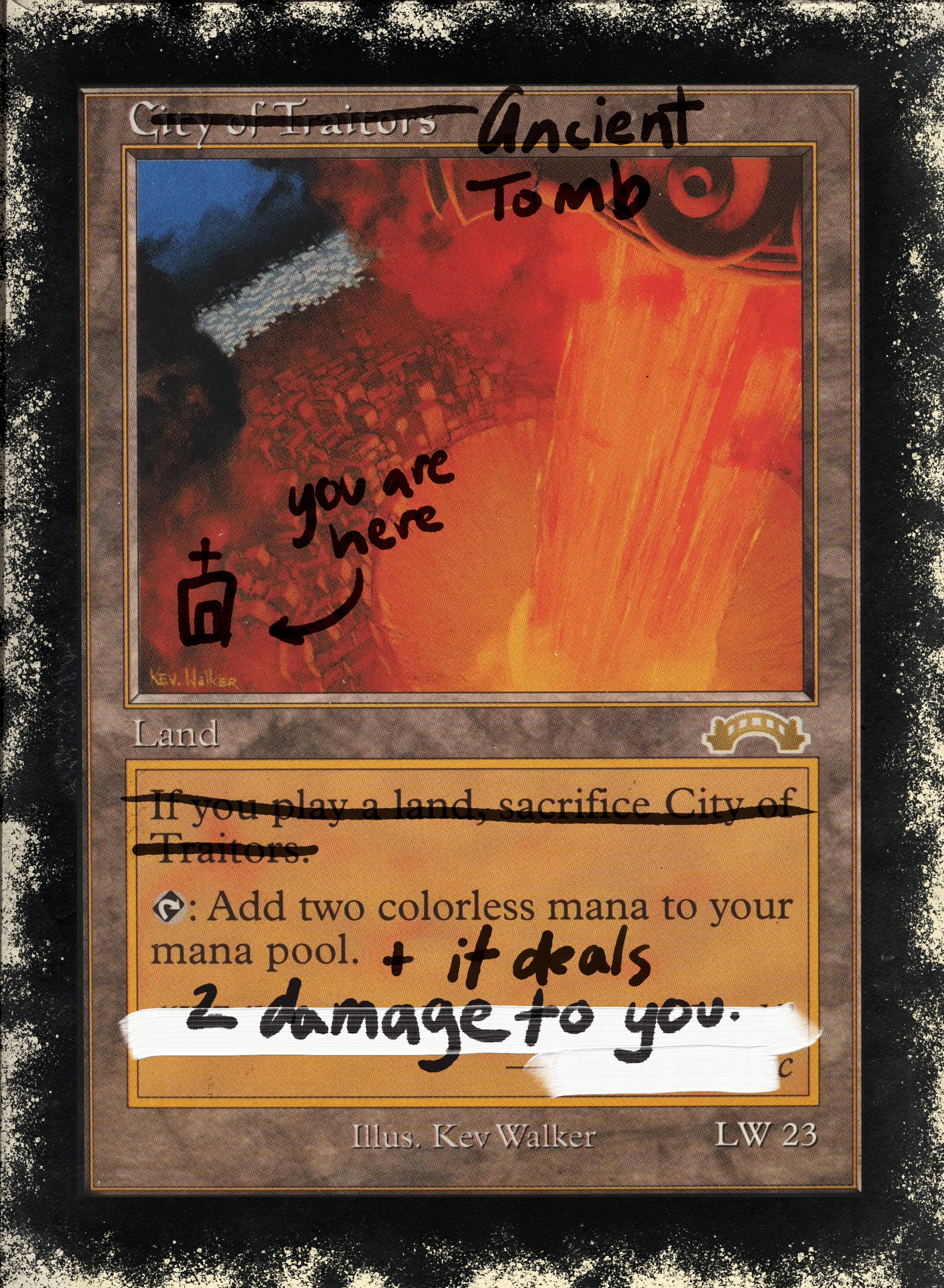 Hand-drawn Sharpie proxy of Ancient Tomb